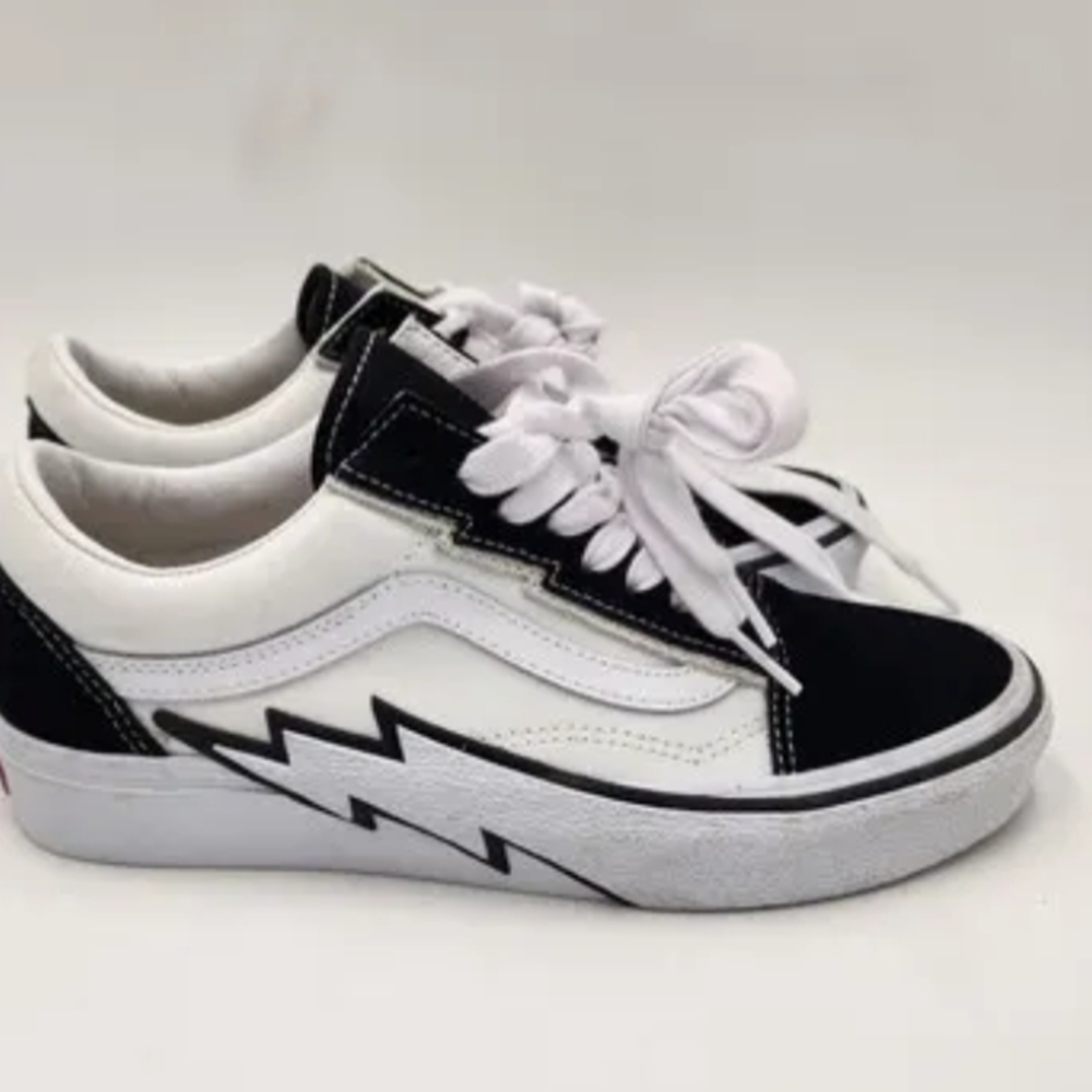 Vans Kids Black and White Lightning Sneakers